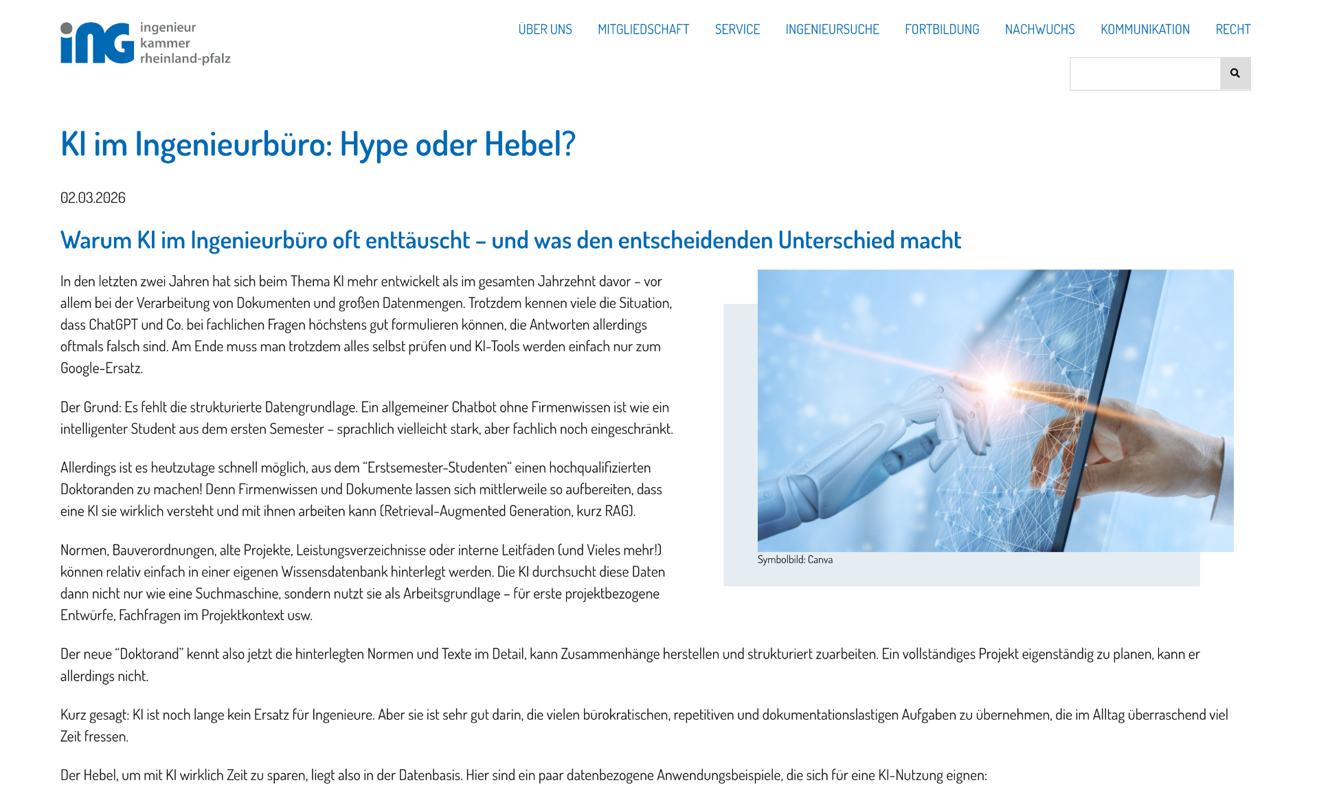 Fachartikel: KI im Ingenieurbüro — Hype oder Hebel?